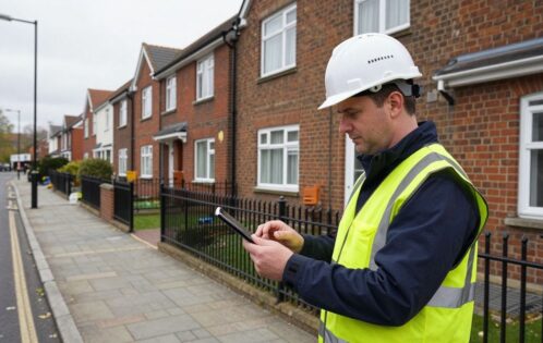 Stock condition surveyor inspecting UK residential properties.